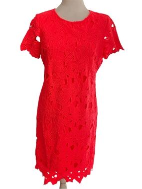 SD Collection Neon Coral Orange Lace Mini Dress size 6